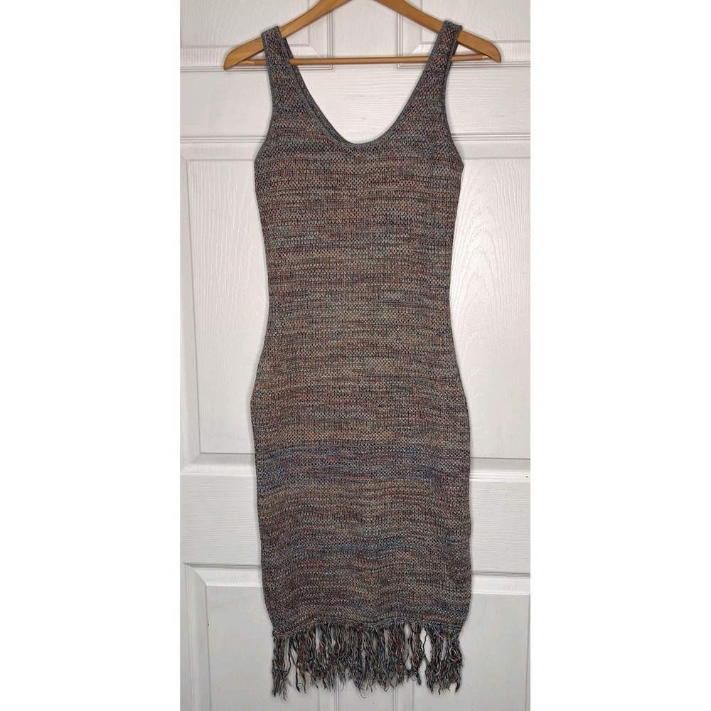Future Collective X Alani Noelle Womens Medium Muti Color Fringe Knit Dress